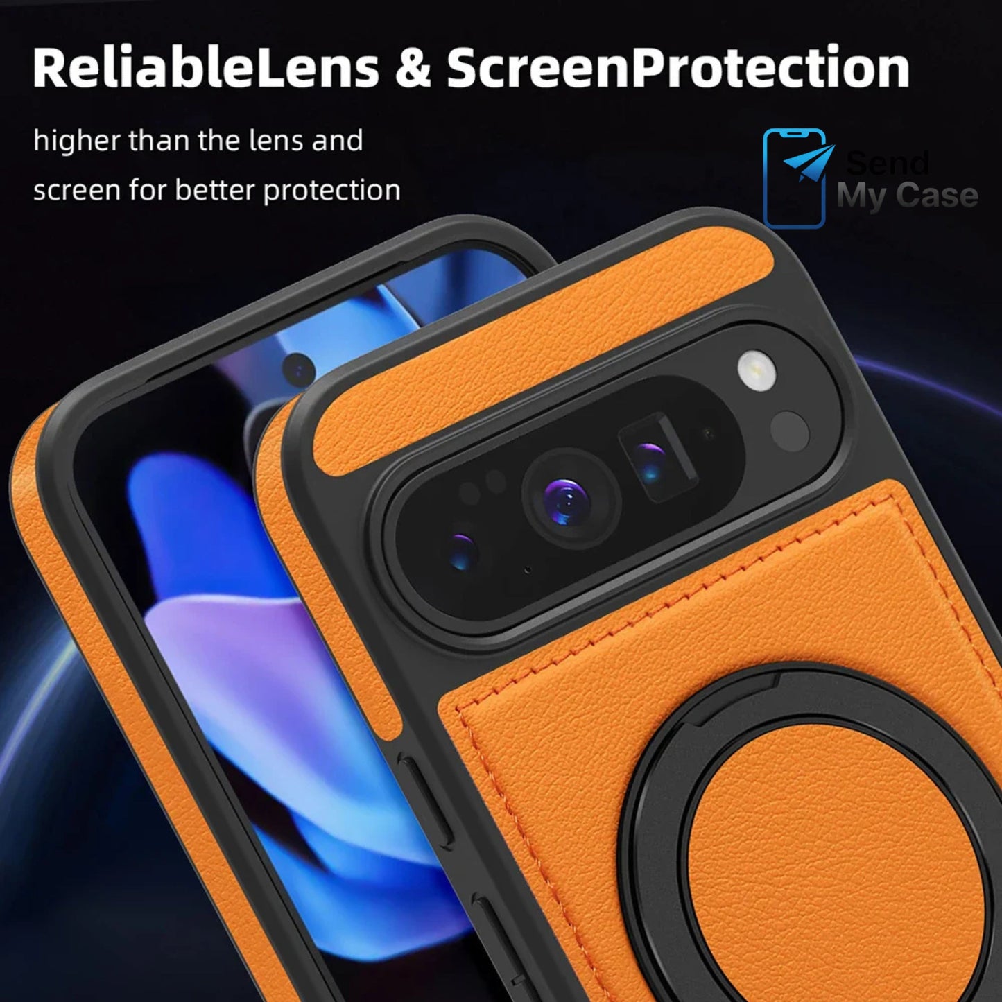 Google Pixel 10 Pro XL Leather Magnetic Ring Stand Case