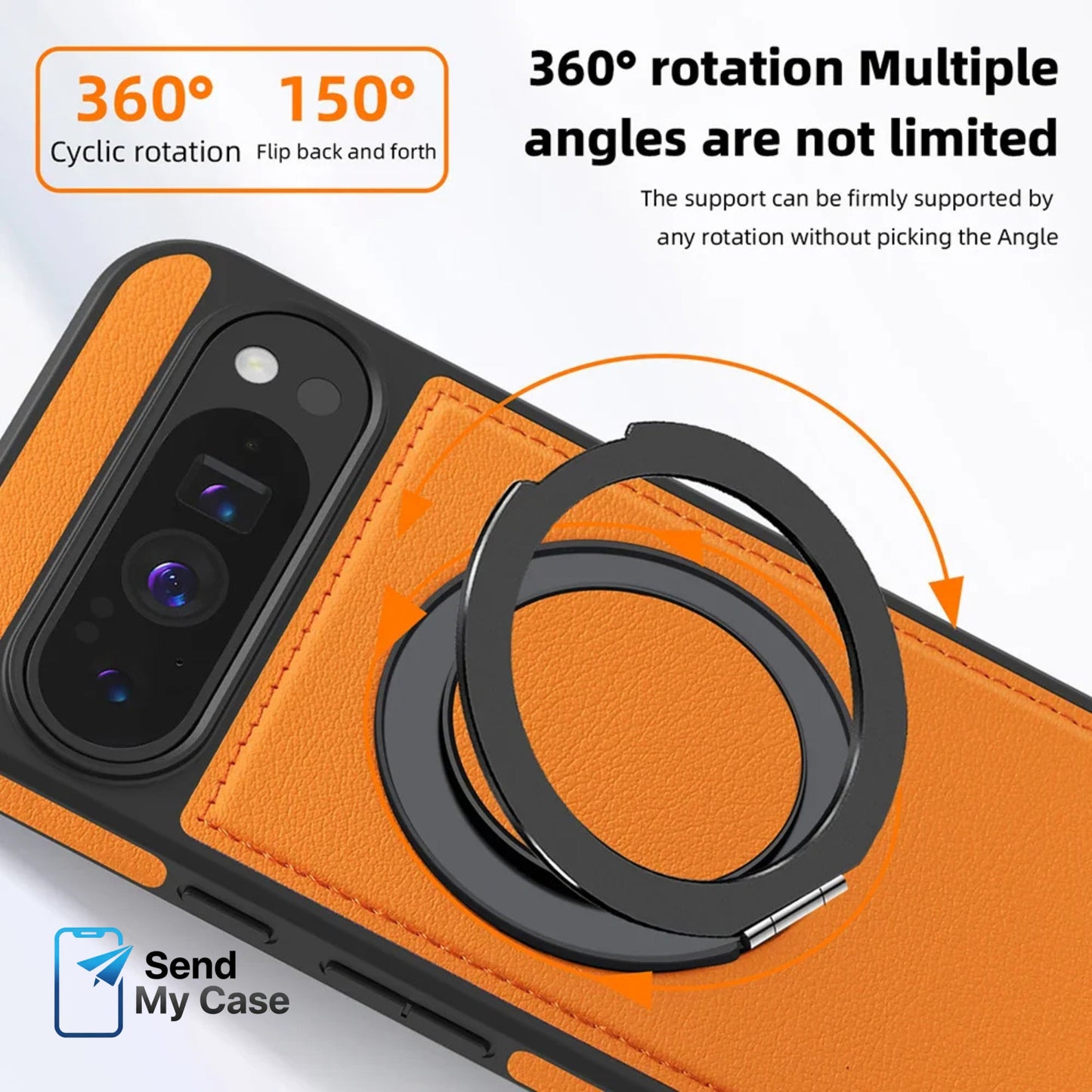 Google Pixel 10 Pro XL Leather Magnetic Ring Stand Case