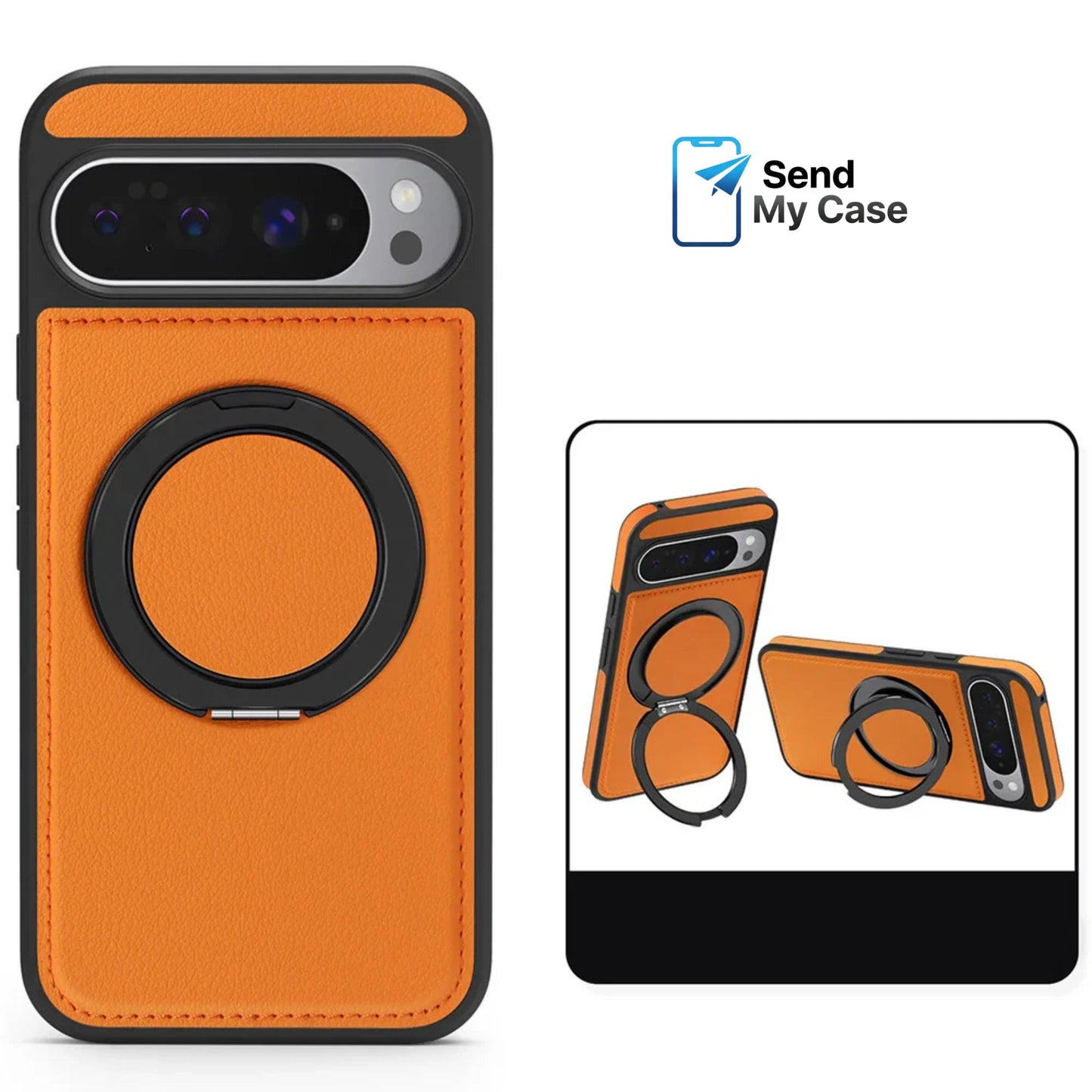 Google Pixel 10 Pro XL Leather Magnetic Ring Stand Case