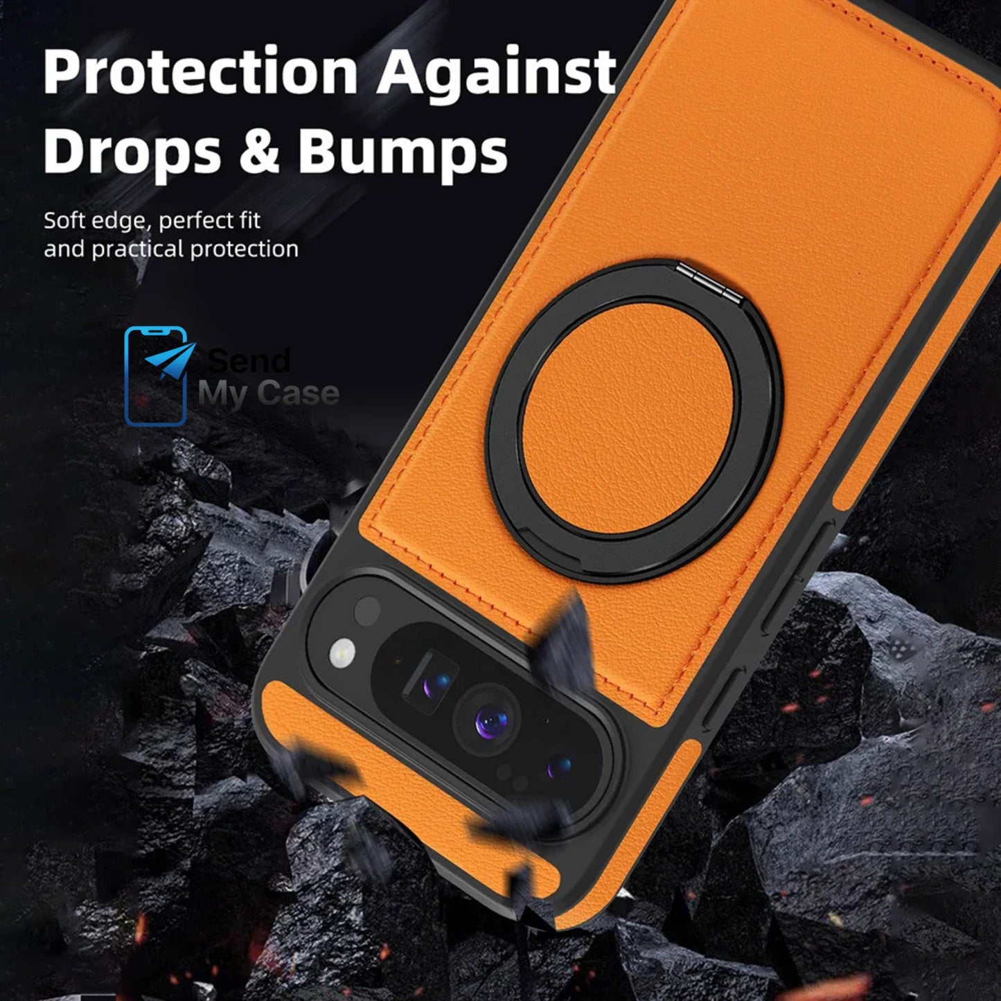 Google Pixel 10 Pro XL Leather Magnetic Ring Stand Case