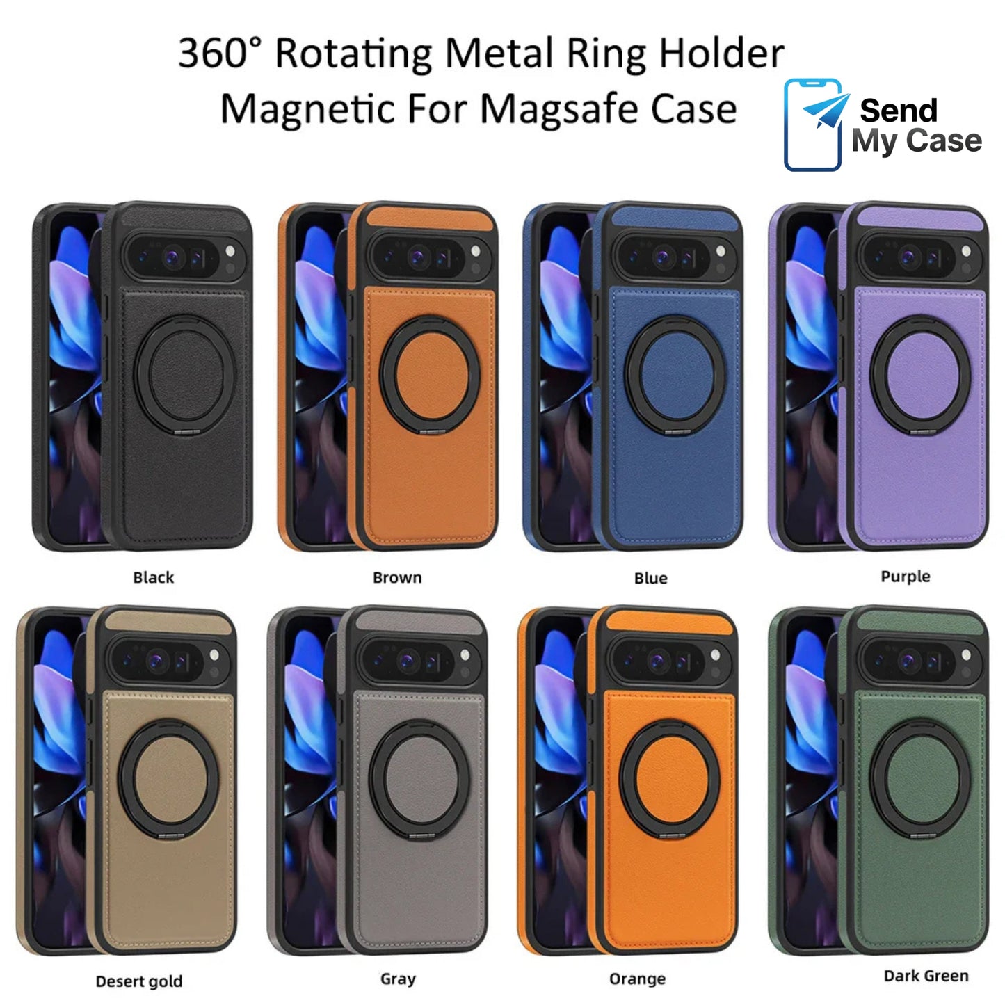 Google Pixel 10 Pro XL Leather Magnetic Ring Stand Case