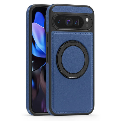 Google Pixel 10 Pro XL Leather Magnetic Ring Stand Case