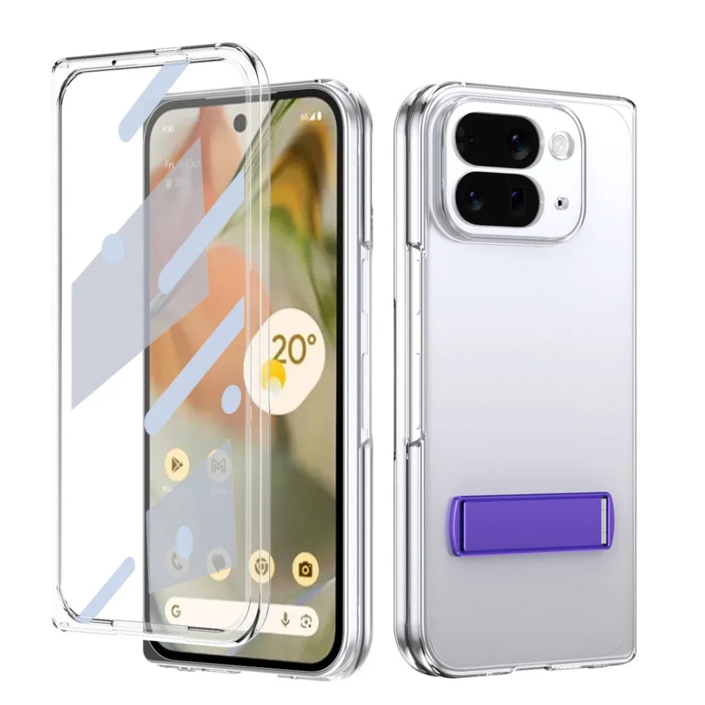 Google Pixel 10 Pro Fold Clear Kickstand Case with Alloy Bracket