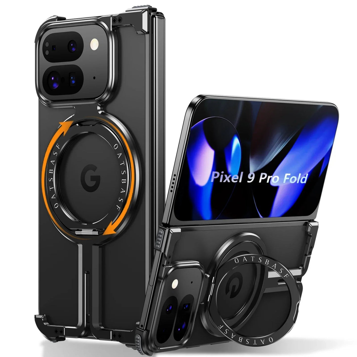 Google Pixel 10 Pro Fold Magnetic Frameless Case with 360° Rotating Stand