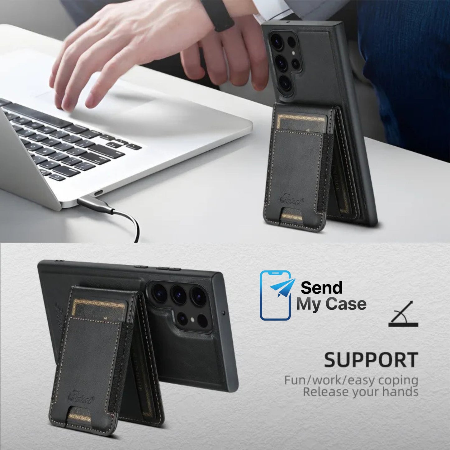 Samsung Galaxy S26 Ultra MagSafe Leather Wallet Case with Magnetic Card Holder