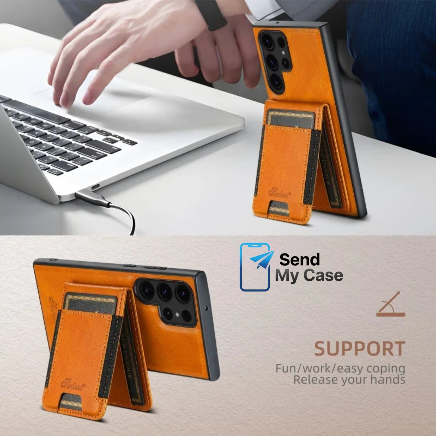 Samsung Galaxy S26 Ultra MagSafe Leather Wallet Case with Magnetic Card Holder