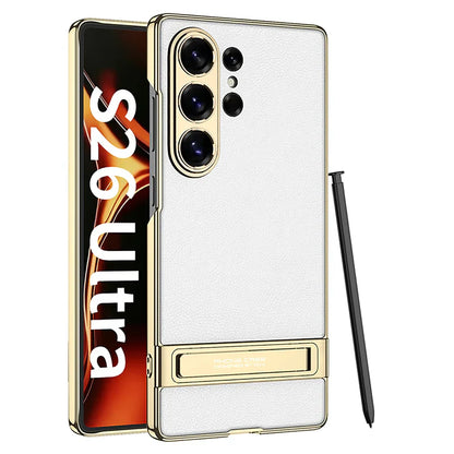Samsung Galaxy S26 Ultra Leather Kickstand Case – Luxury Slim Stand Cover