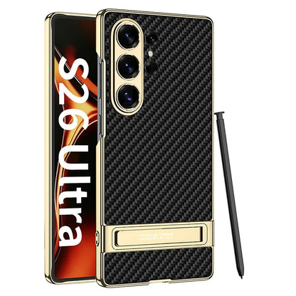 Samsung Galaxy S26 Ultra Leather Kickstand Case – Luxury Slim Stand Cover