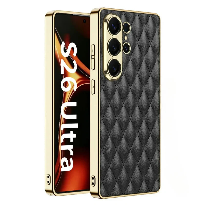 Samsung Galaxy S26 Ultra Leather Luxury Case – Slim Quilted Protective Cover