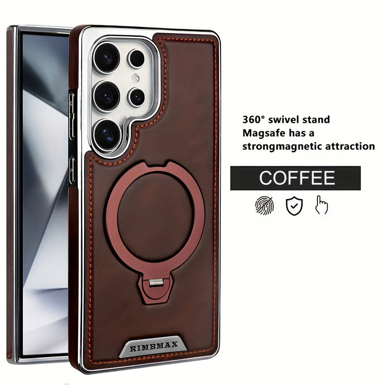 Samsung Galaxy S26 Ultra MagSafe Leather Case with 360° Kickstand