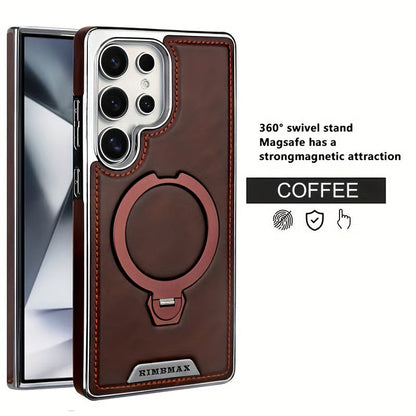 Samsung Galaxy S26 Ultra MagSafe Leather Case with 360° Kickstand
