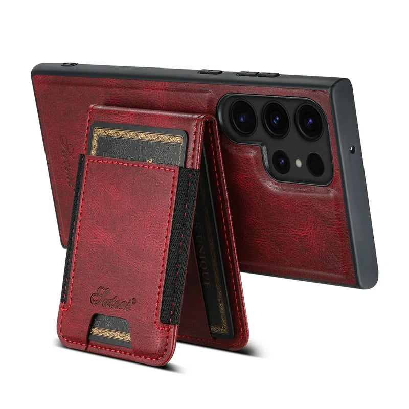 Samsung Galaxy S26 Ultra MagSafe Leather Wallet Case with Magnetic Card Holder