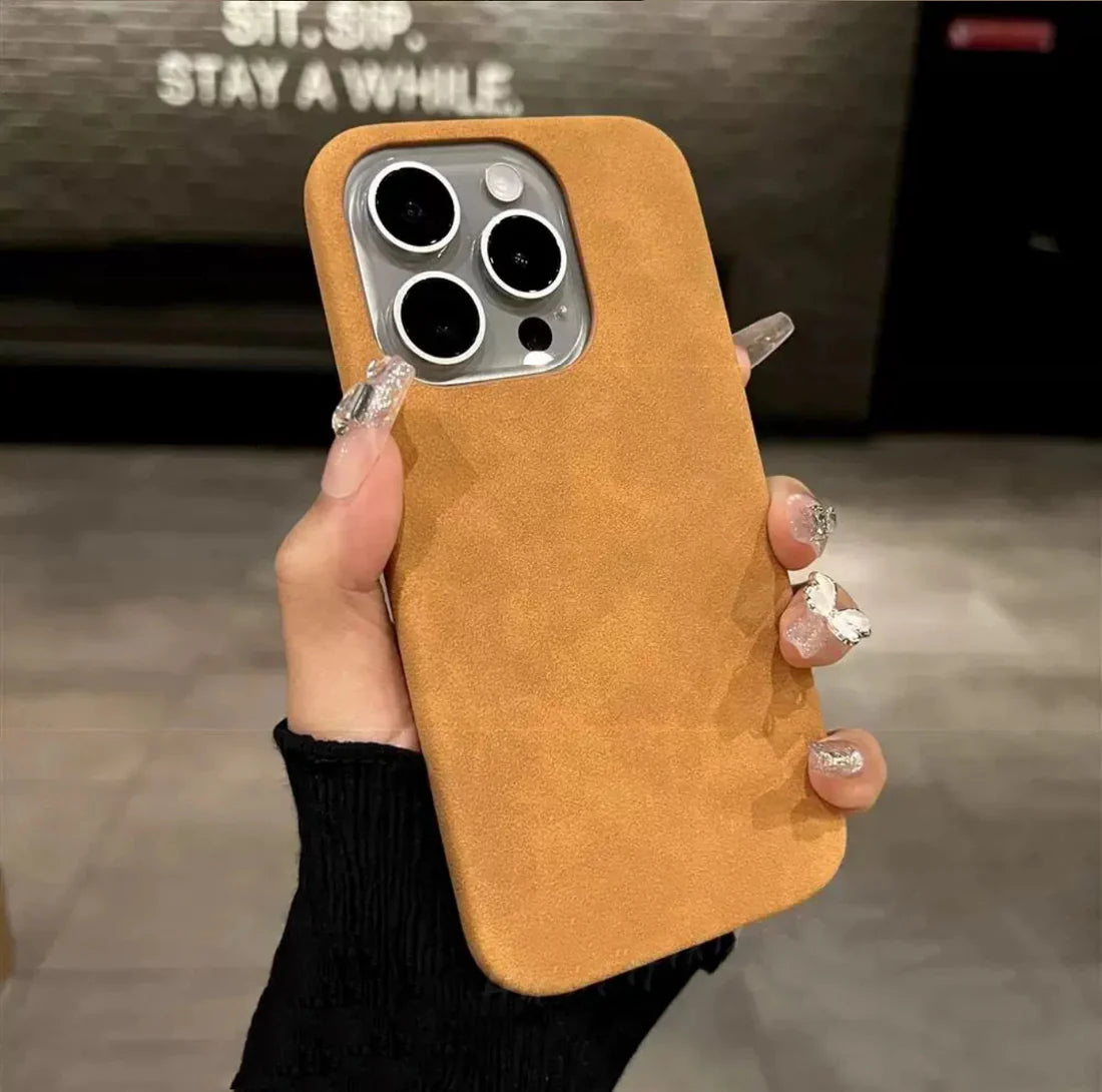 High-Grade Solid Color Suede Case for iPhone