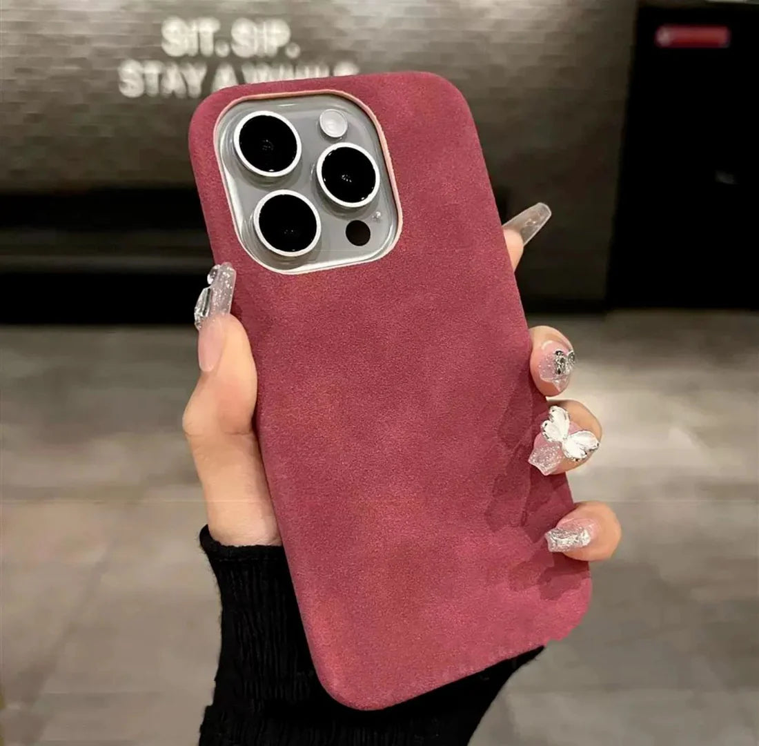 High-Grade Solid Color Suede Case for iPhone