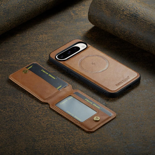 Leather Case with Wallet For Google Pixel 9 Series - FonKayz