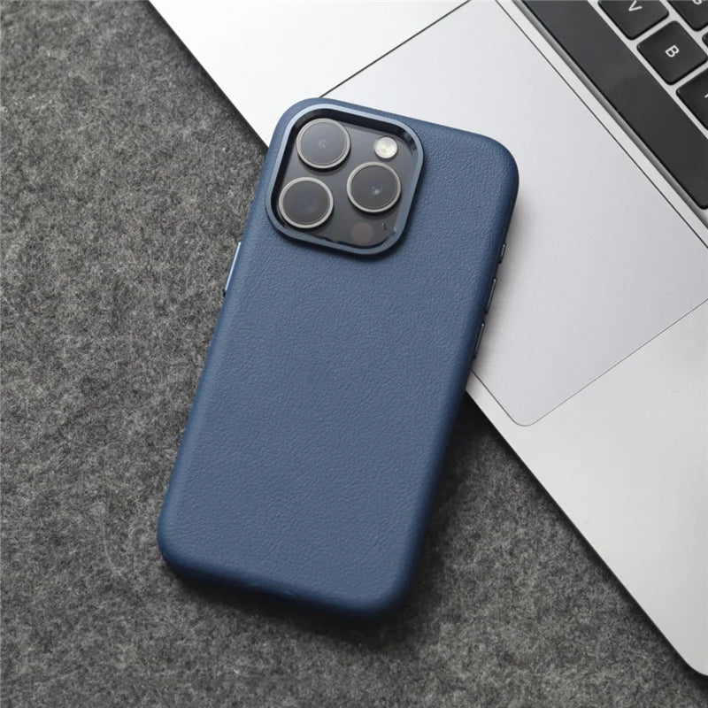 Premium Plain Leather Cover for iPhone - FonKayz