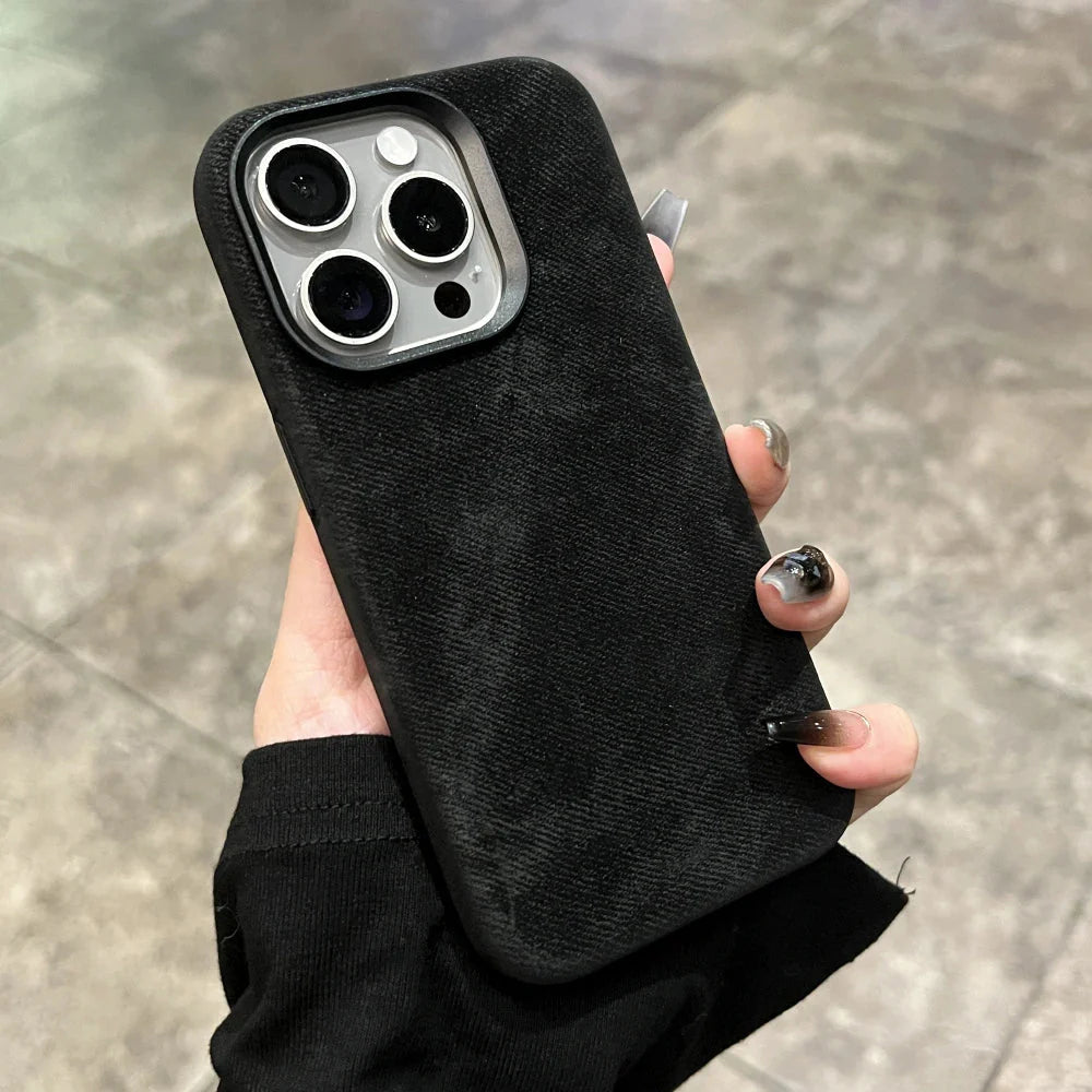 Luxury Leather Flannel Cover for iPhone