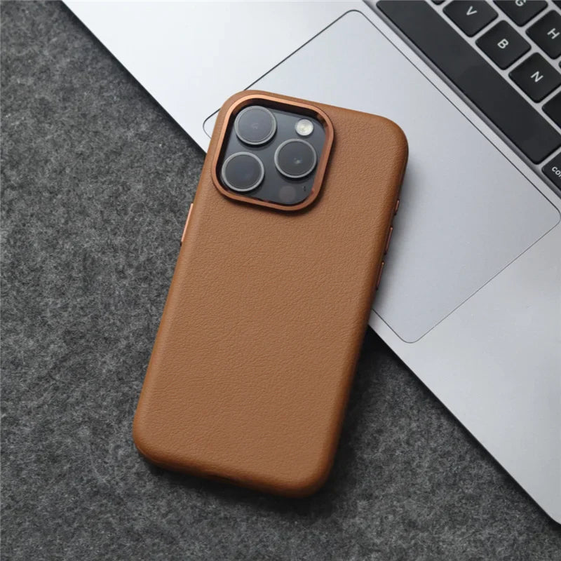 Premium Plain Leather Cover for iPhone