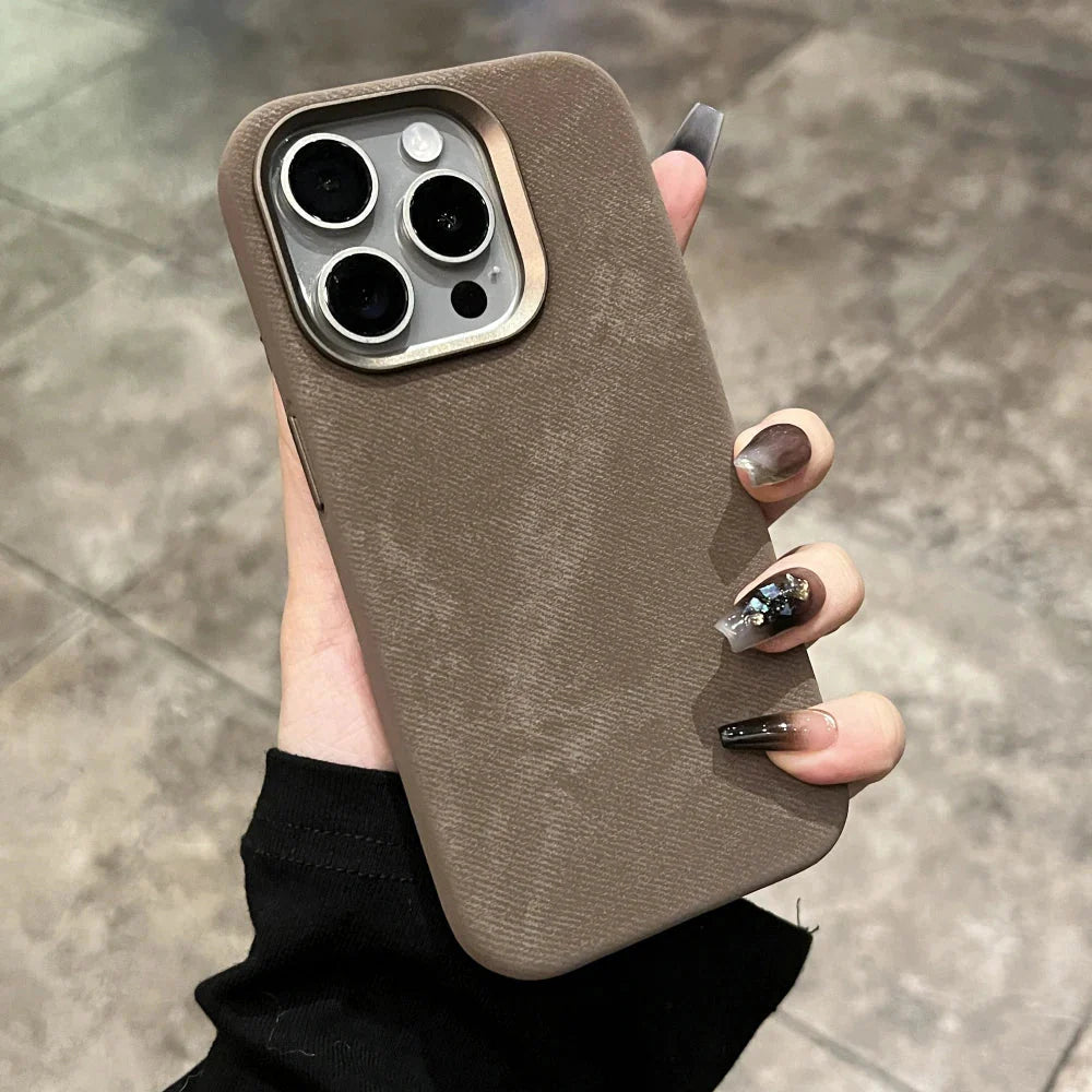 Luxury Leather Flannel Cover for iPhone