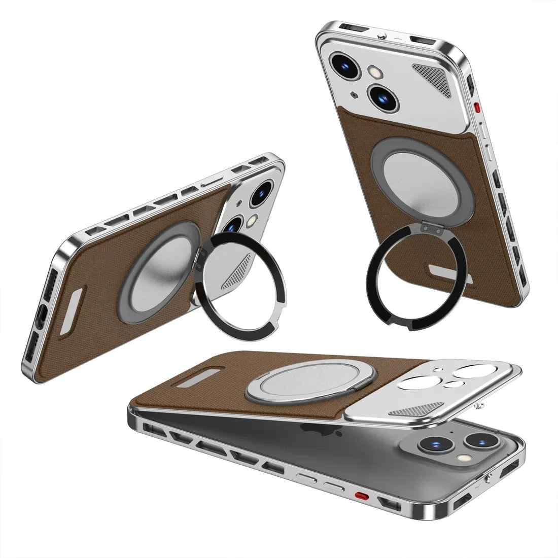 Metal Snap Leather Cover for iPhone