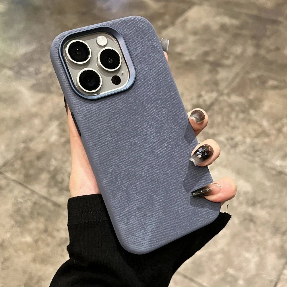 Luxury Leather Flannel Cover for iPhone