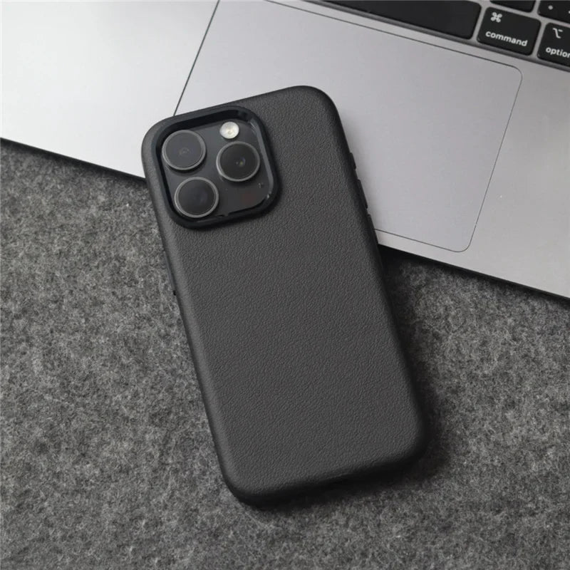 Premium Plain Leather Cover for iPhone - FonKayz