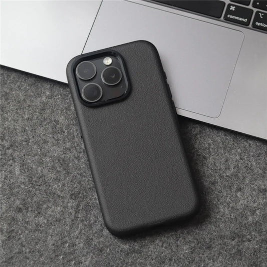 Premium Plain Leather Cover for iPhone