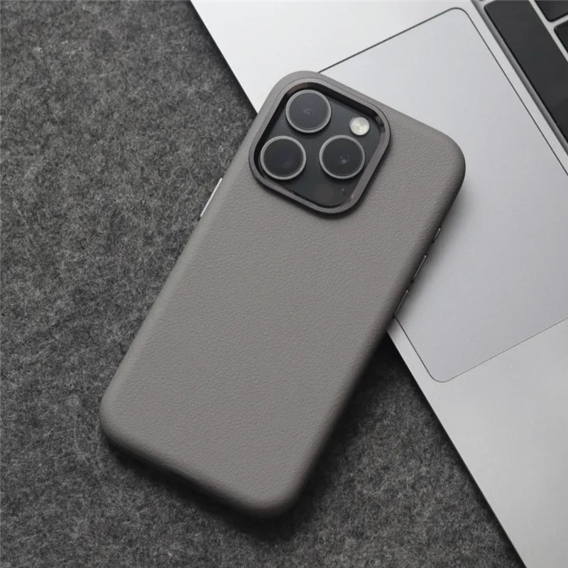 Premium Plain Leather Cover for iPhone - FonKayz