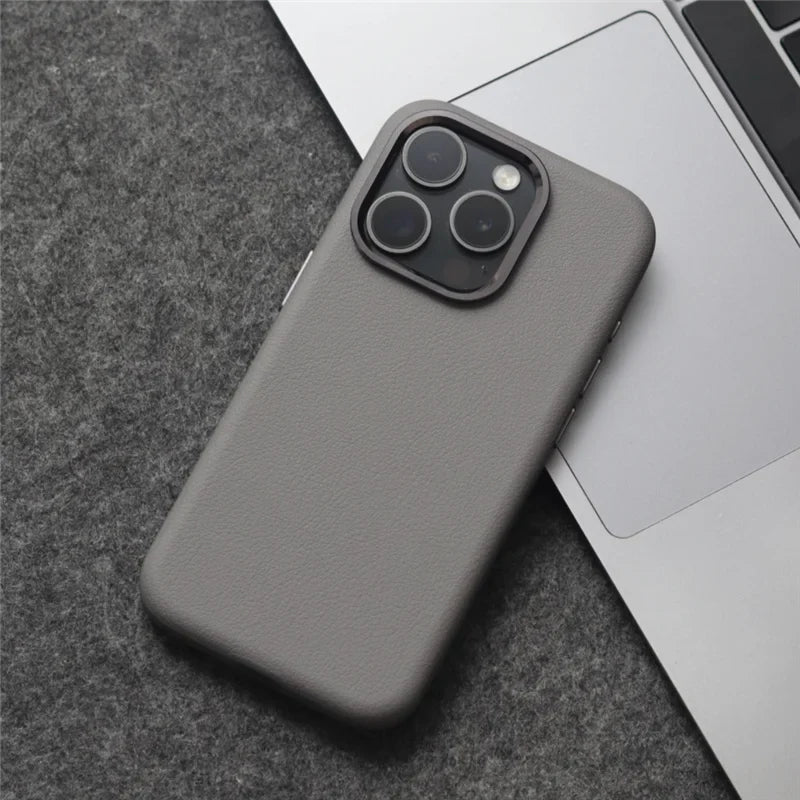 Premium Plain Leather Cover for iPhone