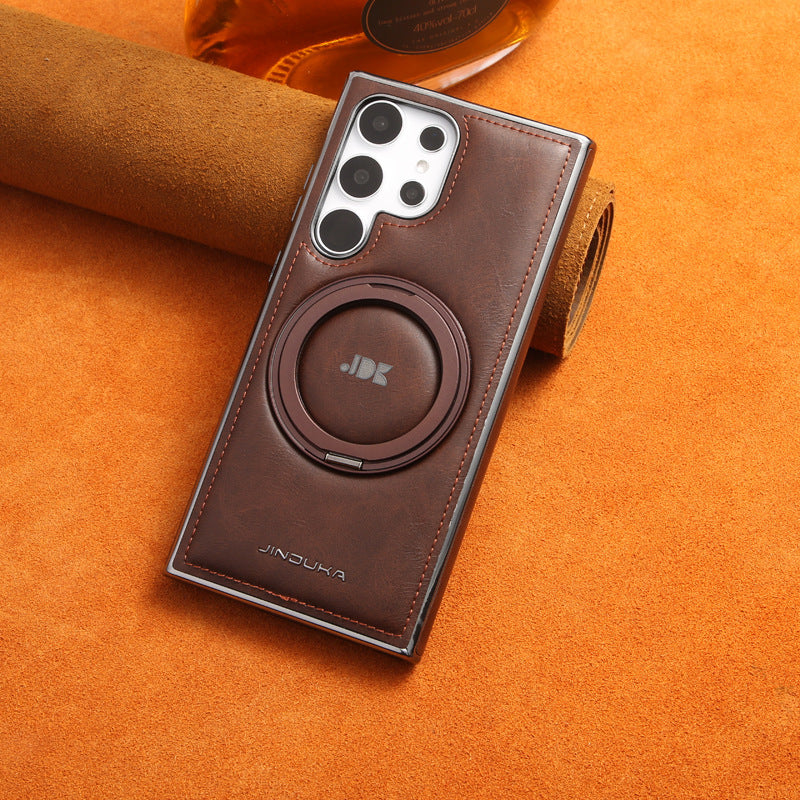 RingLux™ 360° Leather MagStand Case (MagSafe) - Brown| Fonkayz