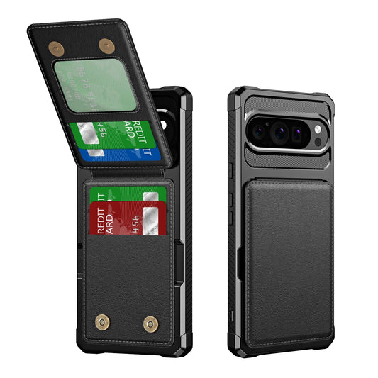 Leather Case with Magnetic Card Slot For Google Pixel 9 Series