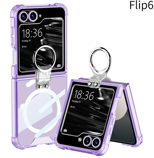 Magnetic All-Inclusive Shockproof Phone Cover with Ring Holder for Galaxy Z Flip 6