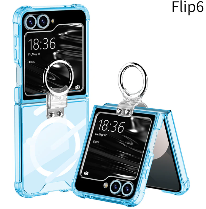 Magnetic All-Inclusive Shockproof Phone Cover with Ring Holder for Galaxy Z Flip 6