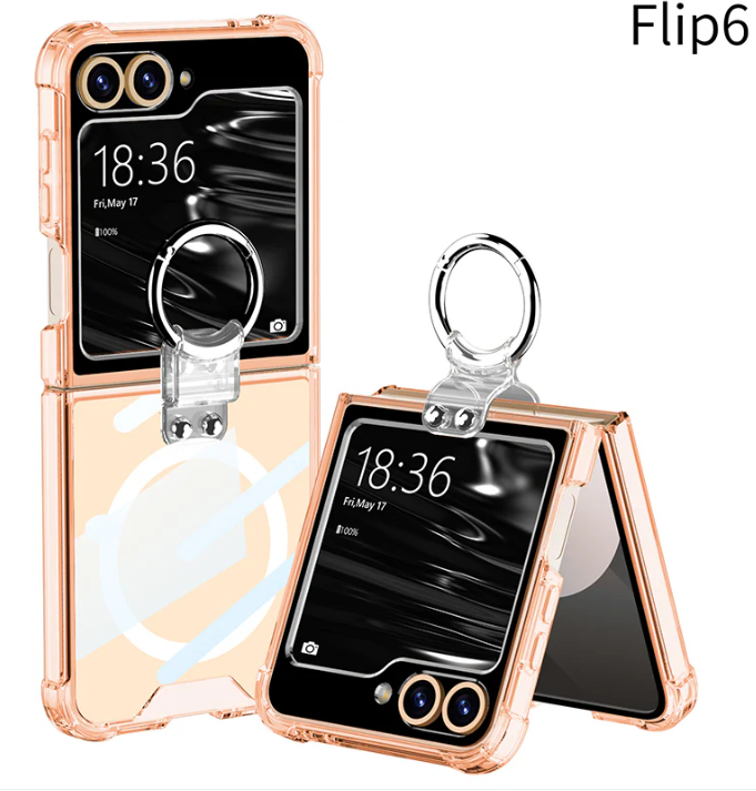 Magnetic All-Inclusive Shockproof Phone Cover with Ring Holder for Galaxy Z Flip 6