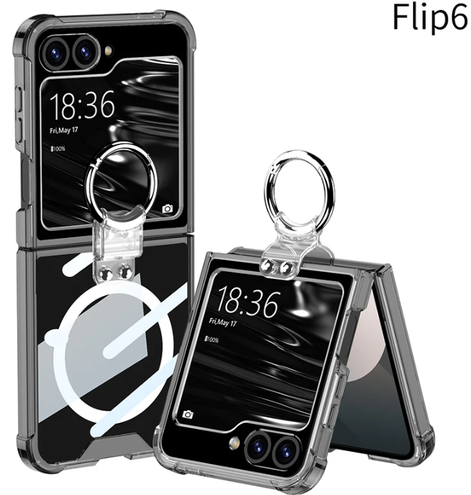 Magnetic All-Inclusive Shockproof Phone Cover with Ring Holder for Galaxy Z Flip 6