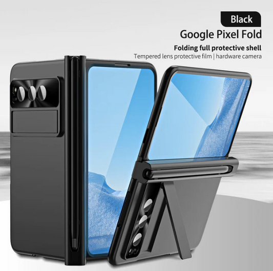 Slim Anodized Google Pixel Fold Case with Hinge Protection, Screen Protector, Pen Slot, and Stylus