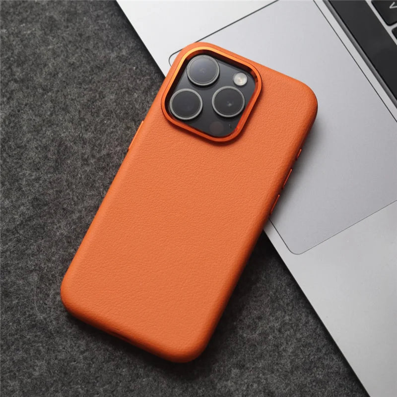 Premium Plain Leather Cover for iPhone