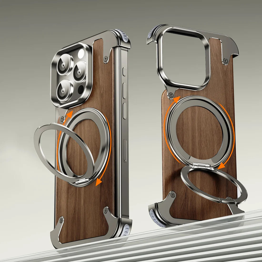 Walnut Wood 360° Stand Cover for iPhone - FonKayz
