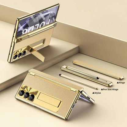 Samsung Galaxy Z Fold 7 Leather Pen Holder Stand Case