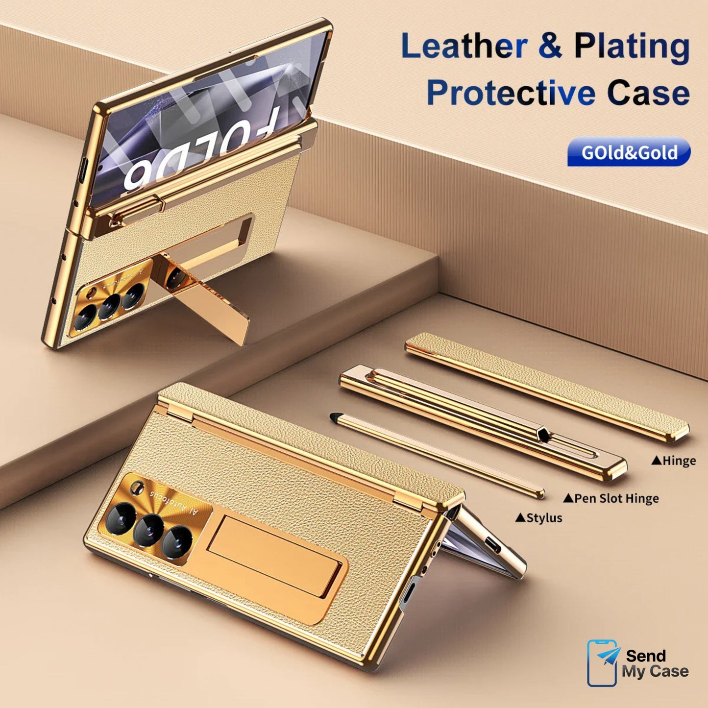 Samsung Galaxy Z Fold 7 Leather Pen Holder Stand Case