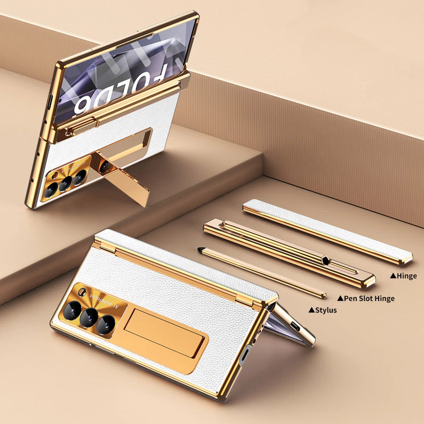 Samsung Galaxy Z Fold 7 Leather Pen Holder Stand Case