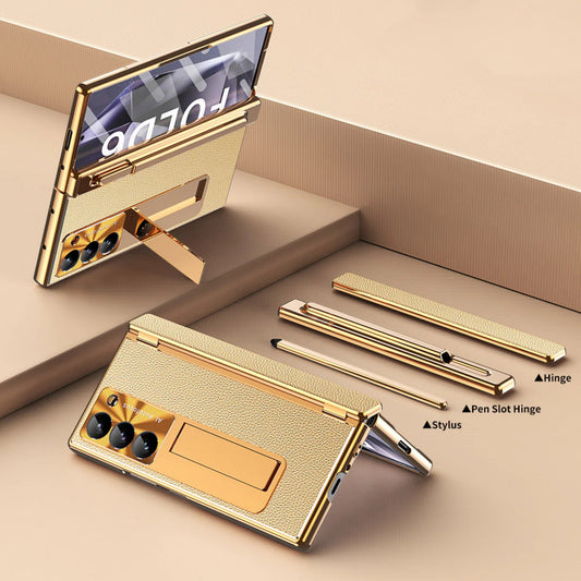 Samsung Galaxy Z Fold 7 Leather Pen Holder Stand Case