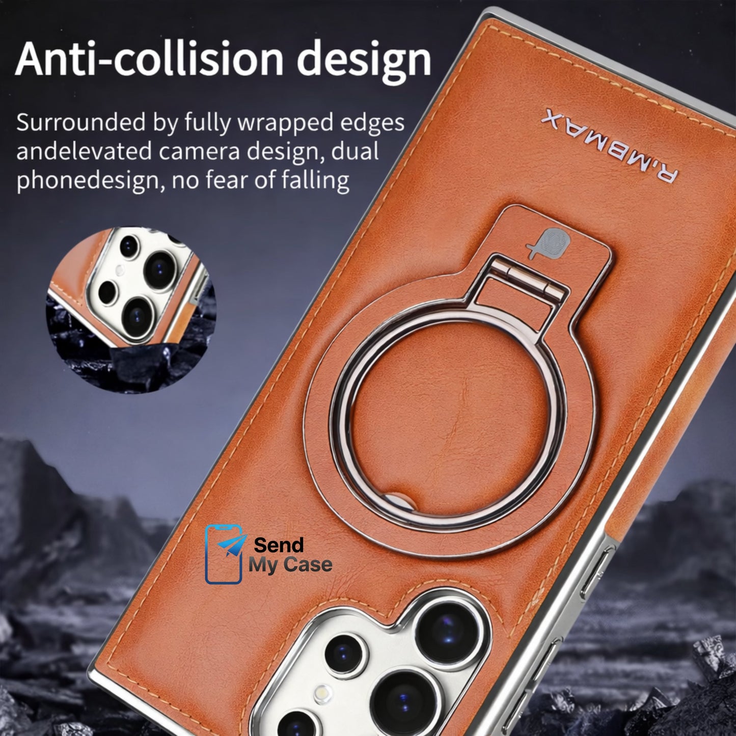 Galaxy S24 Ultra MagSafe Ring Stand Leather Case