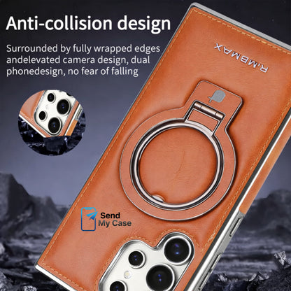 Galaxy S24 Ultra MagSafe Ring Stand Leather Case