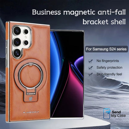 Galaxy S24 Ultra MagSafe Ring Stand Leather Case