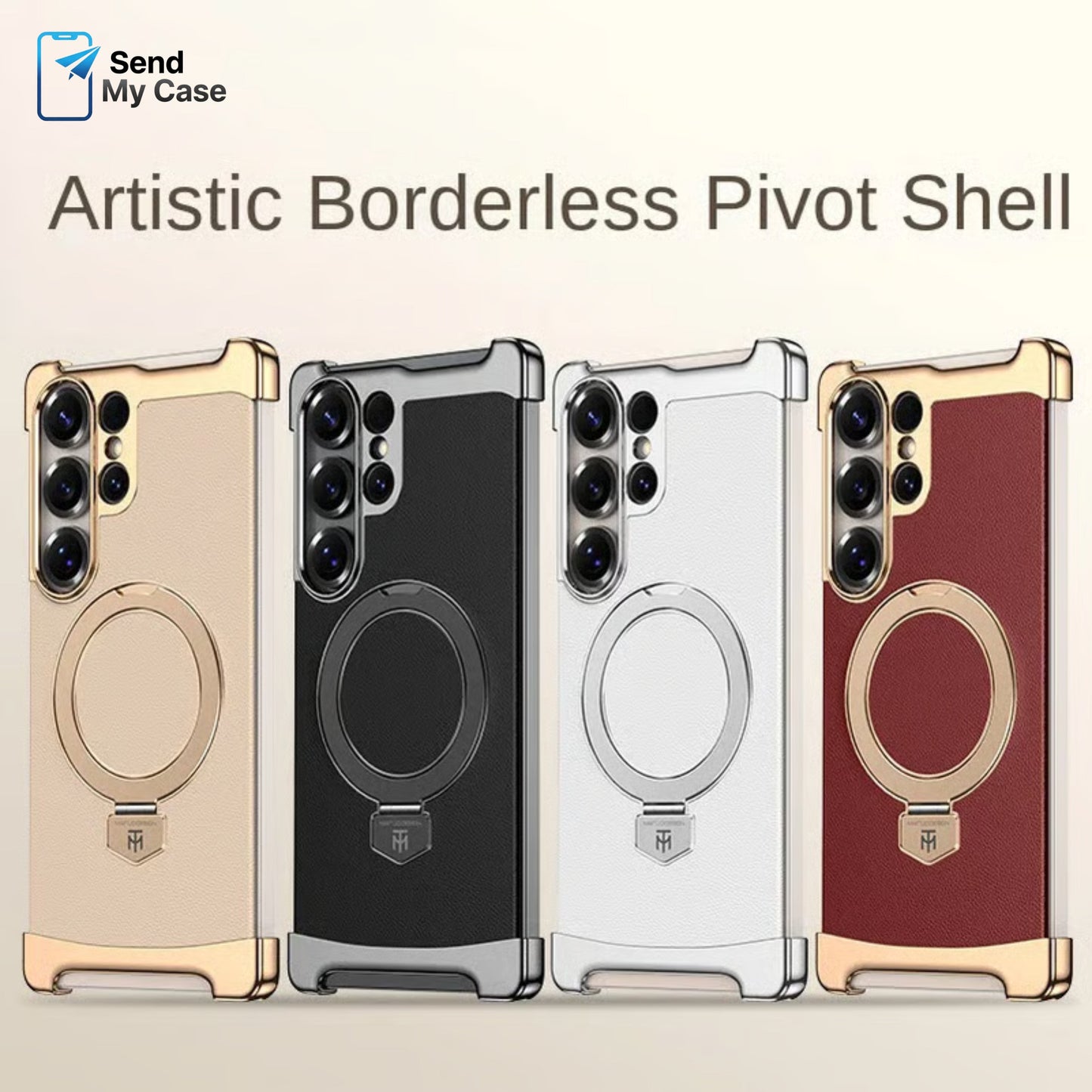 Galaxy S26 Ultra MagSafe Ring Stand Leather Case With Electroplated Frame