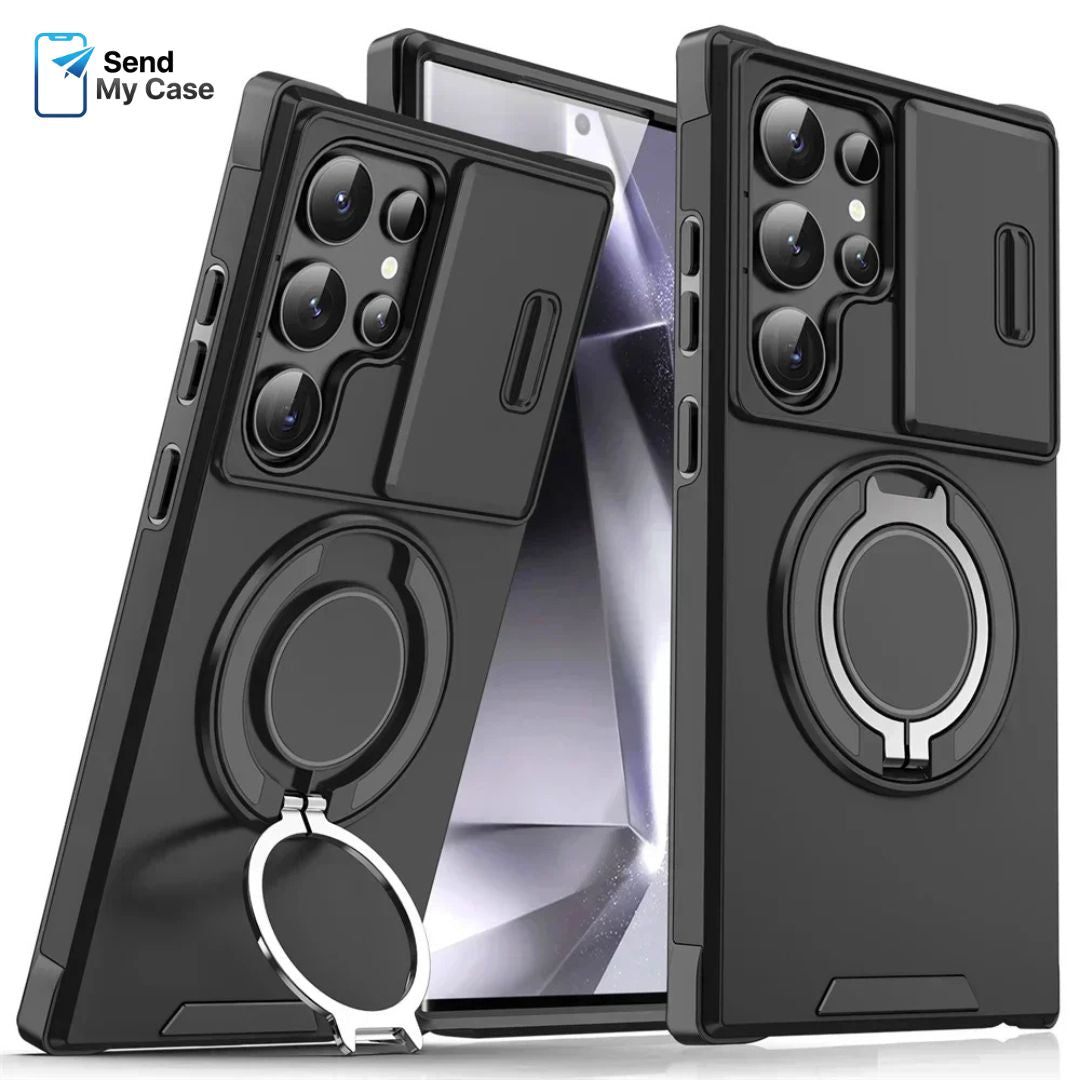 Galaxy S26 Ultra Magnetic Kickstand Armor Case With Slide Camera Cover