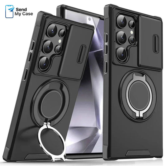 Galaxy S26 Ultra Magnetic Kickstand Armor Case With Slide Camera Cover