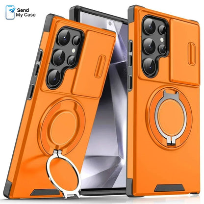 Galaxy S26 Ultra Magnetic Kickstand Armor Case With Slide Camera Cover