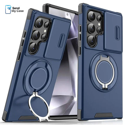 Galaxy S26 Ultra Magnetic Kickstand Armor Case With Slide Camera Cover